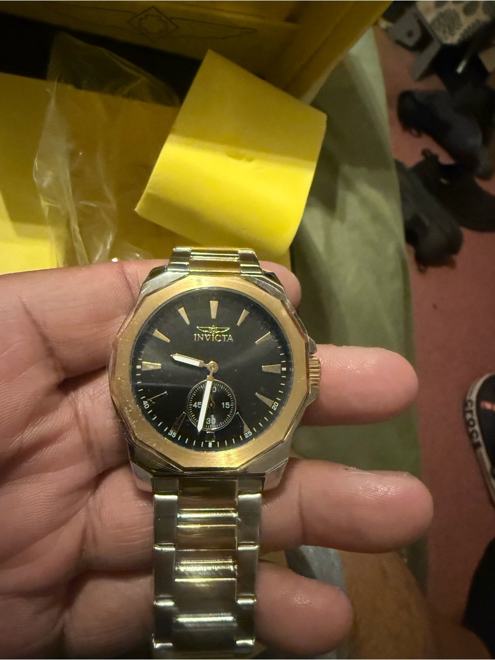 Invicta Two-Tone Gold and Silver Men’s Watch with Black Dial